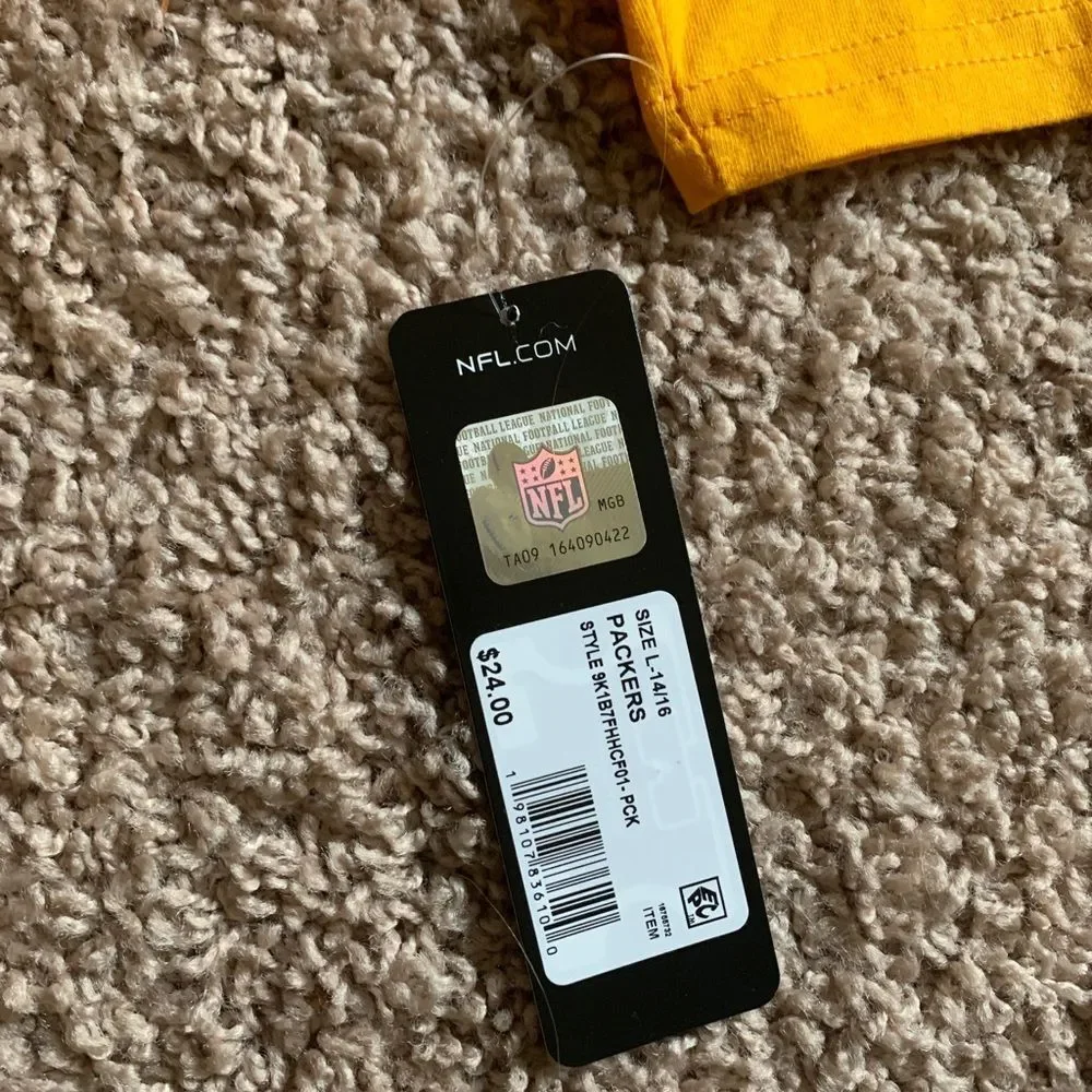 NFL Green Bay Packers Kids T-Shirt Yellow Go Pack Go Boys Size 16 Youth Tee - Picture 3 of 8